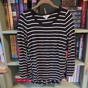 Black and White Striped Women's Top